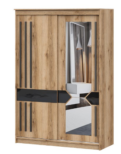 Шкаф-купе SV-МЕБЕЛЬ К №25 Блэк Делано/Лакобель/Черный матовый 1,7 м - Апис плюс